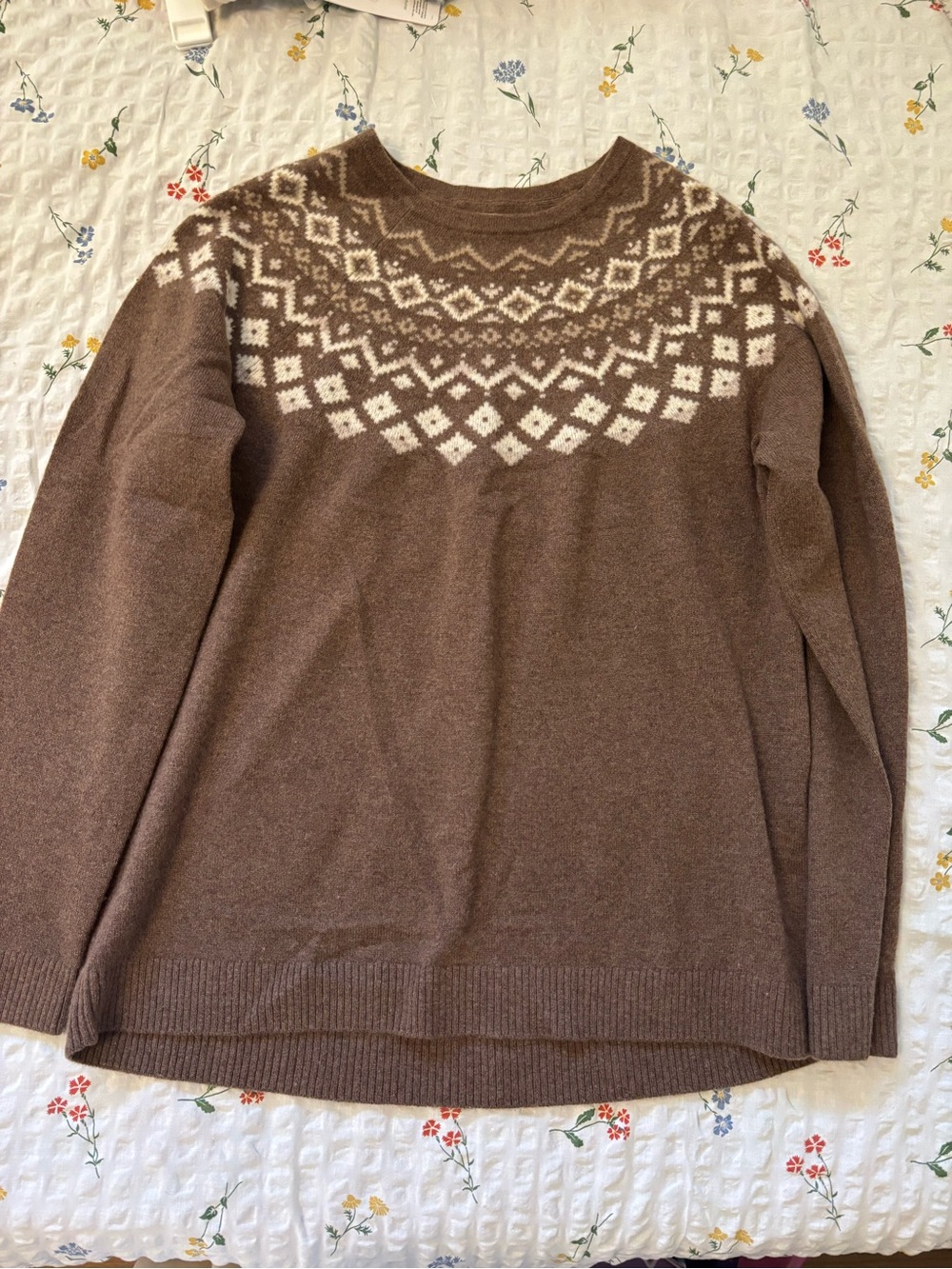 LL bean 100% cashmere faire isle sweater